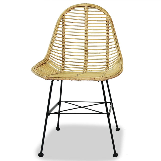 Sedie da Pranzo 2 pz in Rattan Naturale