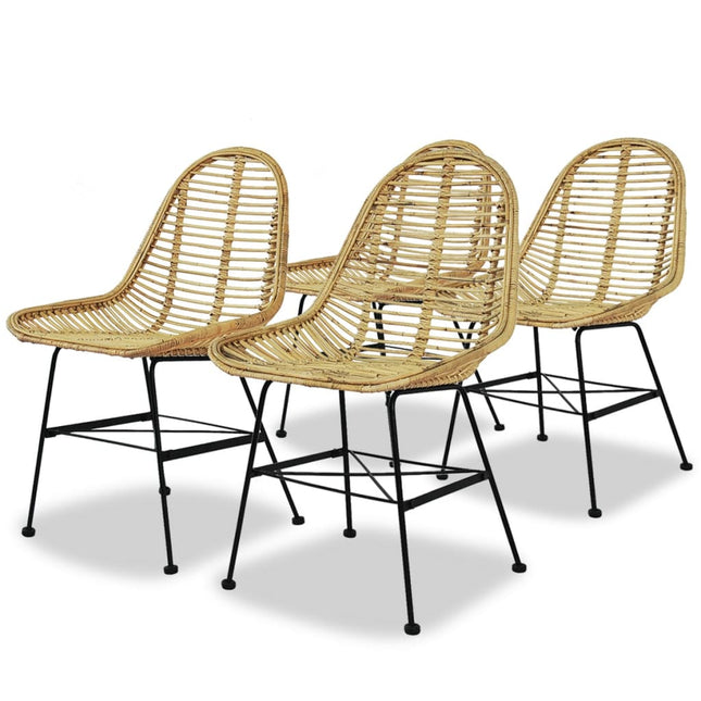 Sedie da Pranzo 4 pz in Rattan Naturale