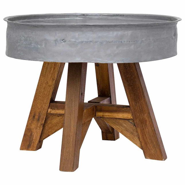Tavolino da Salotto in Legno di Recupero Misto 60x45cm Argento