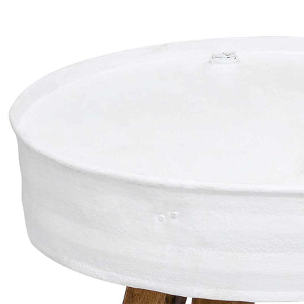 Tavolino da CaffÃ¨ in Legno Massello Recuperato 60x45 cm Bianco