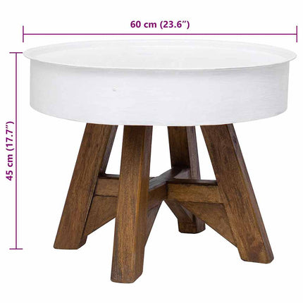 Tavolino da CaffÃ¨ in Legno Massello Recuperato 60x45 cm Bianco