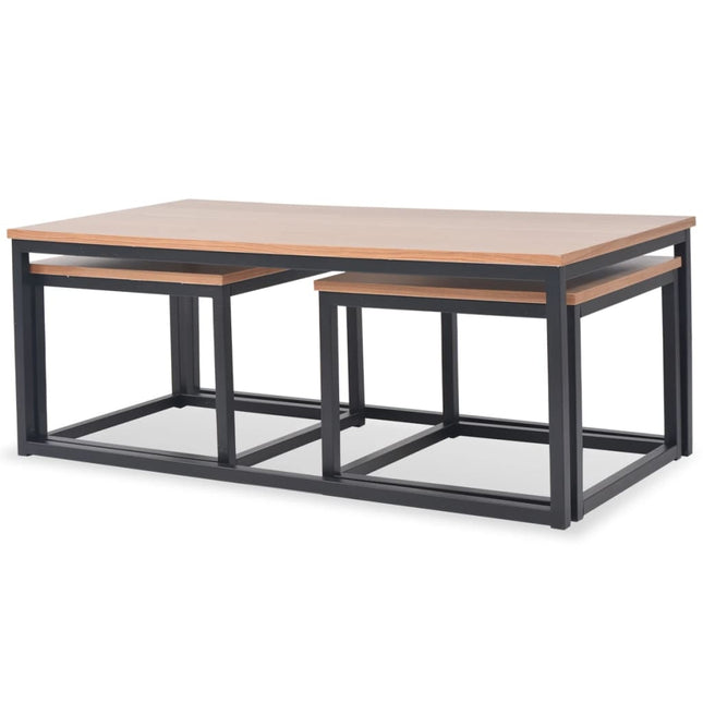 Set Tavolini da Salotto 3 pz in Legno di Frassino