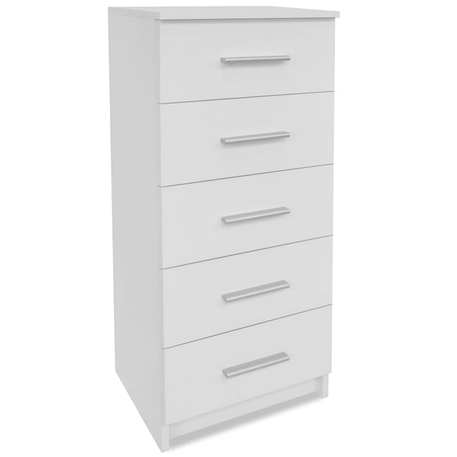 Cassettiera Alta in Legno Multistrato 41x35x106 cm Bianca