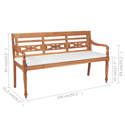 Panchina Batavia con Cuscini 150 cm in Teak