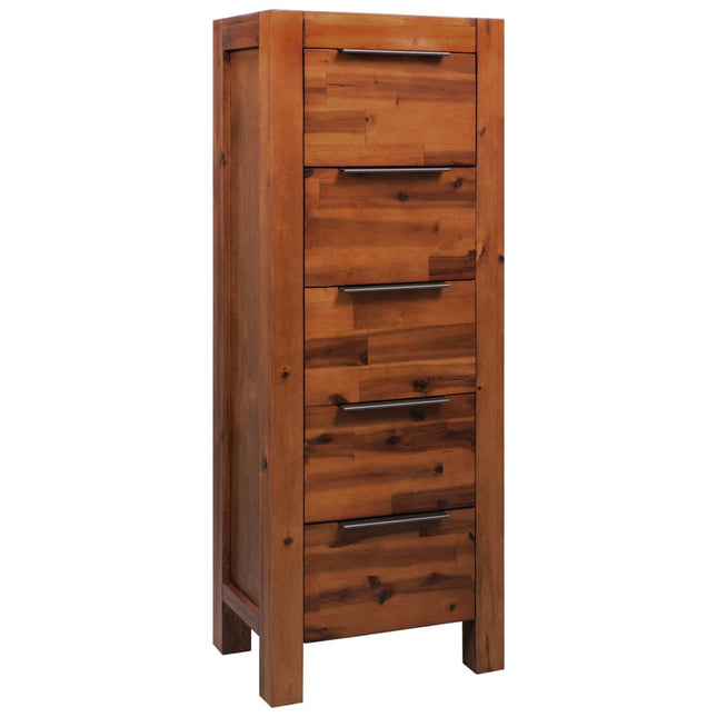 Cassettiera in Legno Massello di Acacia 45x32x115cm