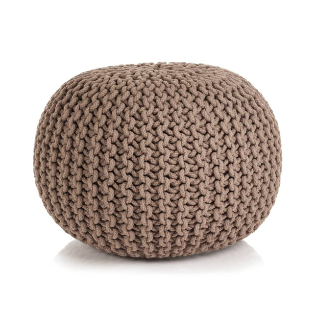 Pouf Lavorato a Maglia in Cotone 50x35 cm Marrone