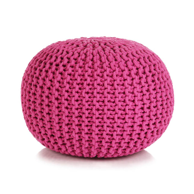 Pouf Lavorato a Maglia in Cotone 50x35 cm Rosa