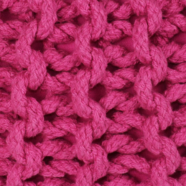 Pouf Lavorato a Maglia in Cotone 50x35 cm Rosa