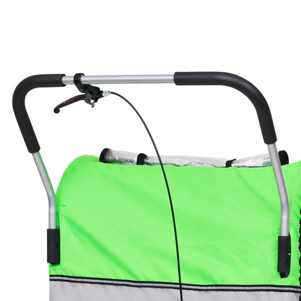 Rimorchio per Bici e Passeggino 2 in 1 Verde e Grigio