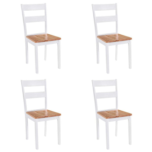 Sedie da Pranzo 4 pz Bianche in Legno Massello di Hevea
