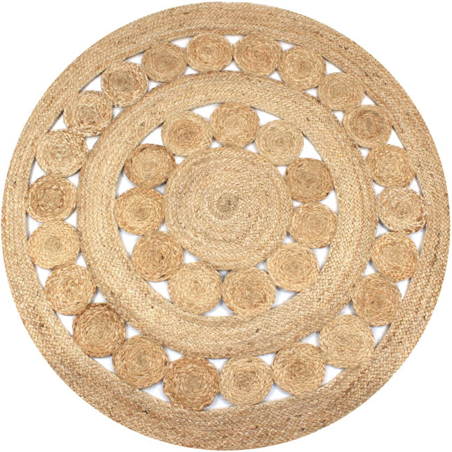Tappeto in Juta con Design Intrecciato 120 cm Rotondo