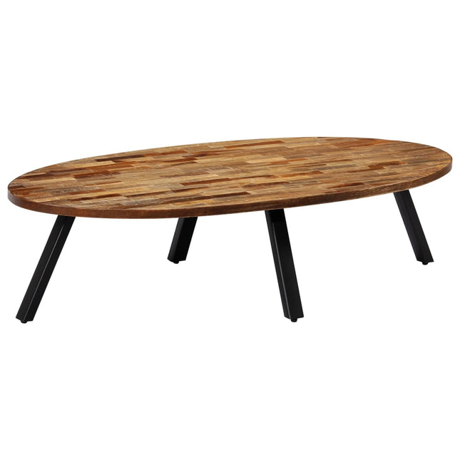 Tavolino in Legno di Teak di Recupero Ovale 120x60x30 cm