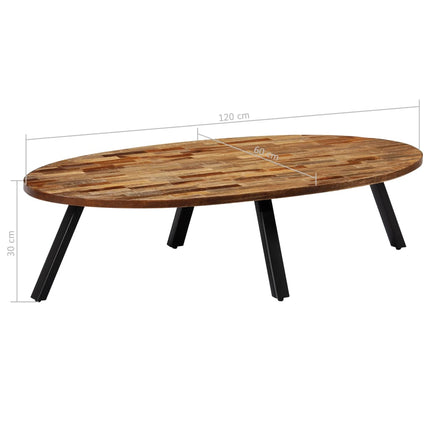 Tavolino in Legno di Teak di Recupero Ovale 120x60x30 cm