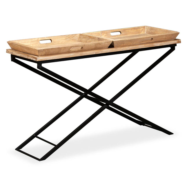Tavolino Consolle in Legno Massello di Mango 130x40x80 cm