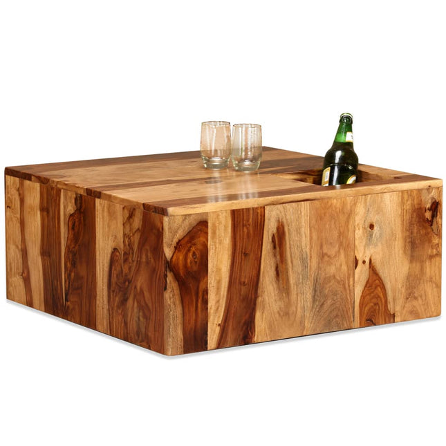 Tavolino da Salotto in Legno Massello di Sheesham 70x70x30 cm