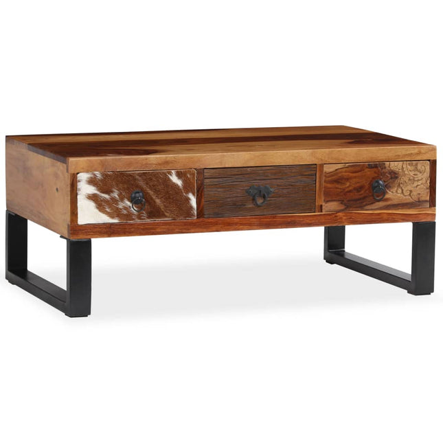 Tavolino da Salotto in Legno Massello di Sheesham 90x50x35 cm