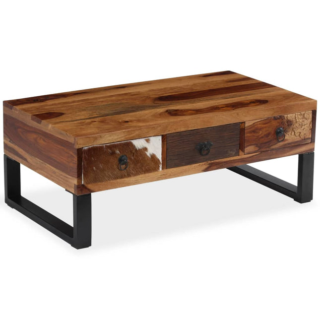 Tavolino da Salotto in Legno Massello di Sheesham 90x50x35 cm