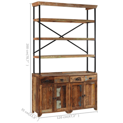 Credenza con Ripiani in Legno Massello di Recupero 120x35x200cm