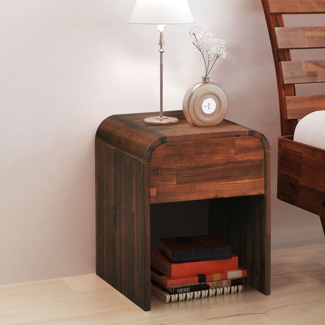 Comodino 41,5x42x52 cm in Legno Massello di Acacia