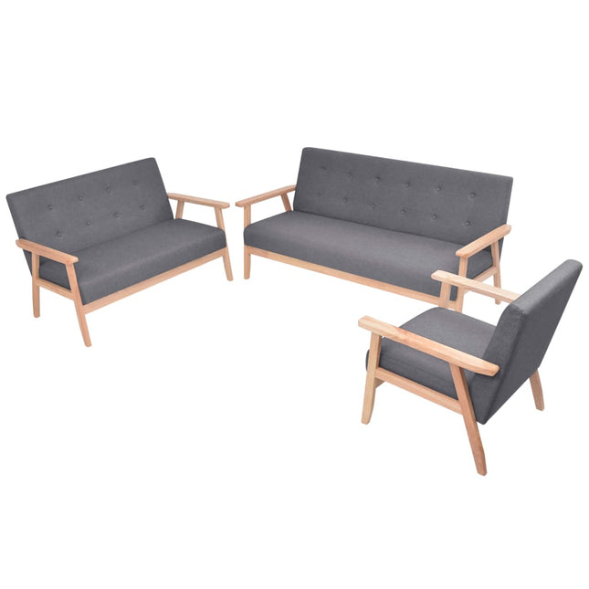 Set di Divani 3 pz in Tessuto Grigio Scuro