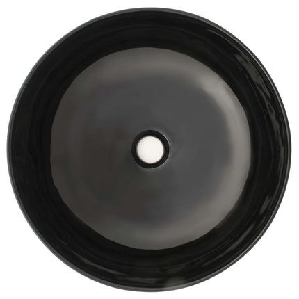 Lavandino Tondo in Ceramica Nero 41,5x13,5 cm