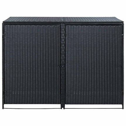 Copribidone Doppio per Spazzatura Polyrattan Nero 148x80x111 cm