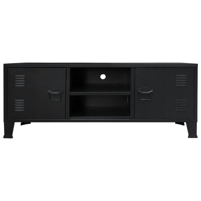Mobile Porta TV in Metallo Stile Industriale 120x35x48 cm Nero