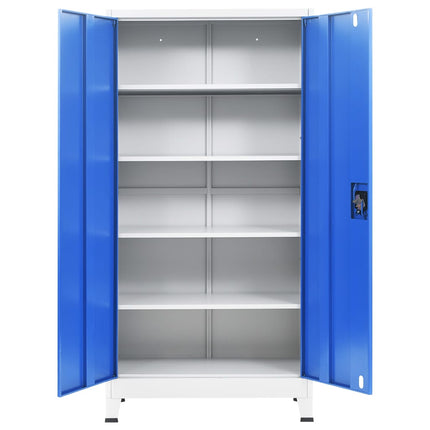 Armadio per Ufficio in Metallo 90x40x180 cm Grigio e Blu