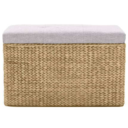 Panca e 2 Pouf in Giunco Grigio