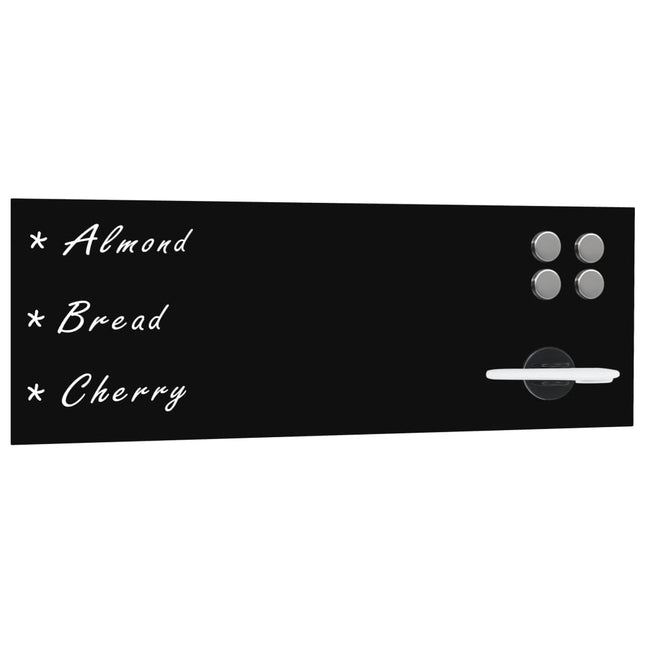 Lavagna Magnetica a Parete in Vetro 60x20 cm Nera