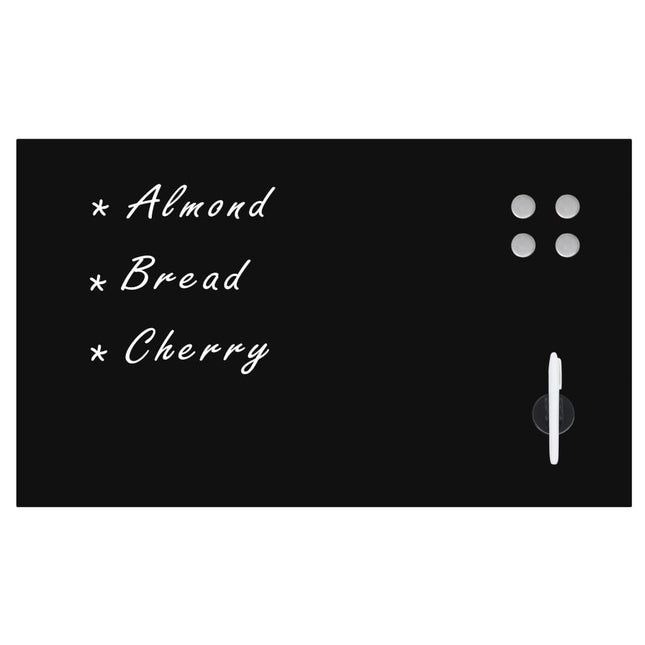 Lavagna Magnetica a Parete in Vetro 100x60 cm Nera