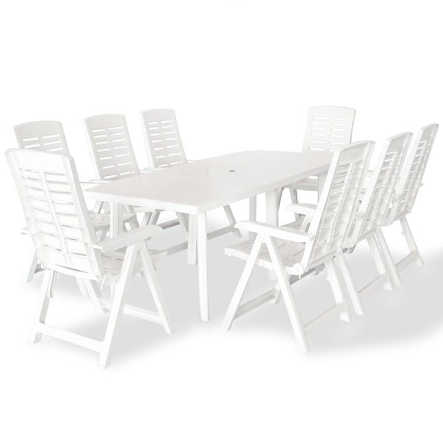 Set da Pranzo da Giardino 9 pz in Plastica Bianco
