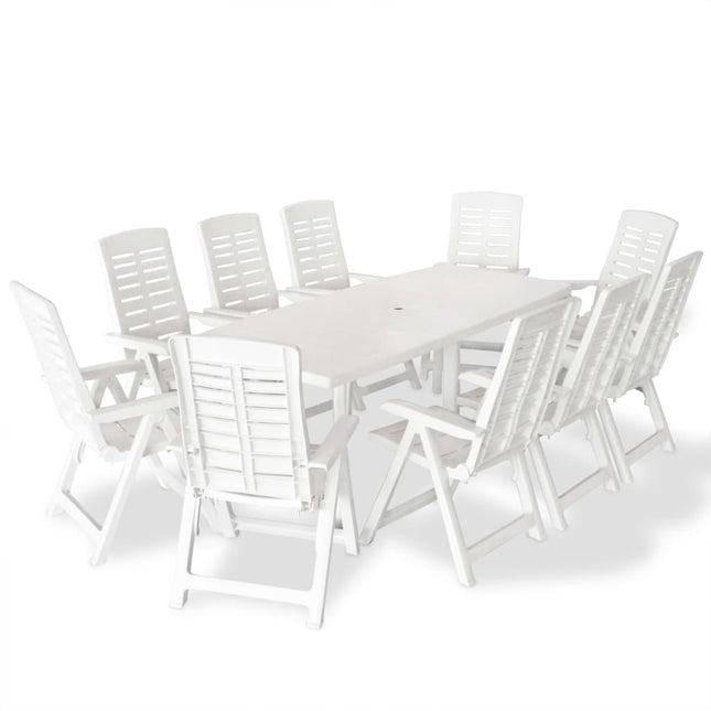 Set da Pranzo da Giardino 11 pz in Plastica Bianco