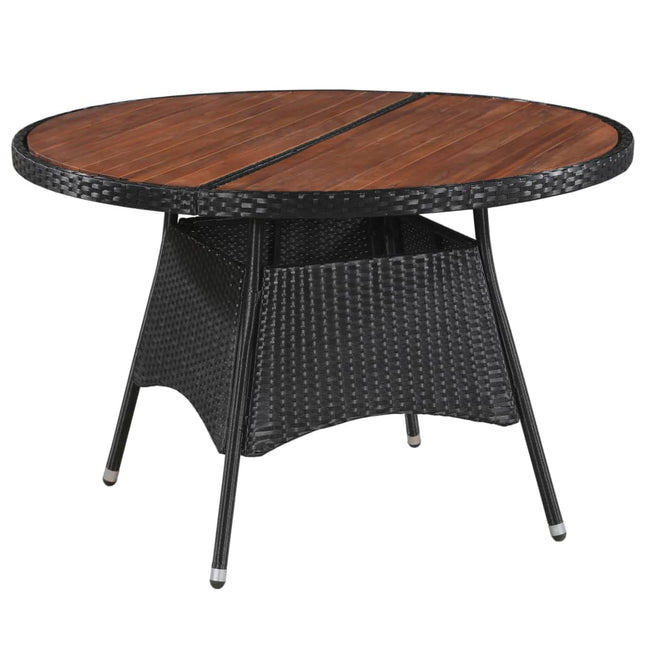 Tavolo da Giardino 115x74 cm in Polyrattan e Massello di Acacia