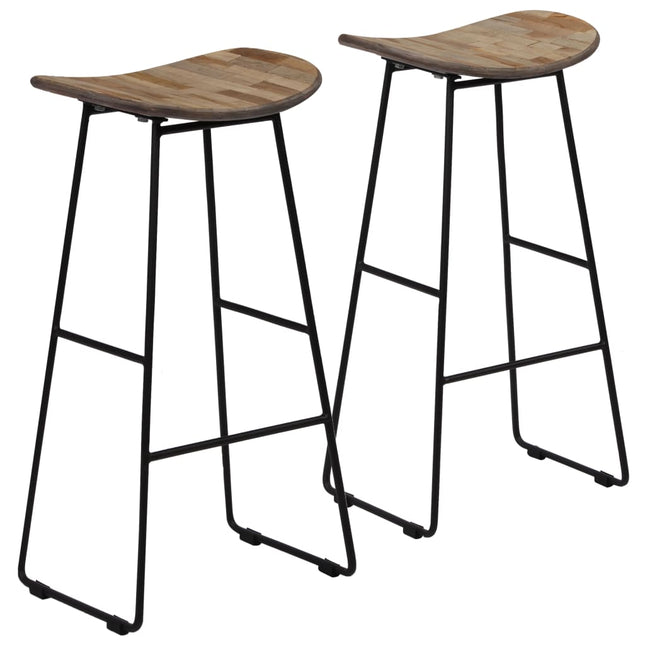 Sedie da Bar 2 pz in Teak di Recupero 41x30x74 cm
