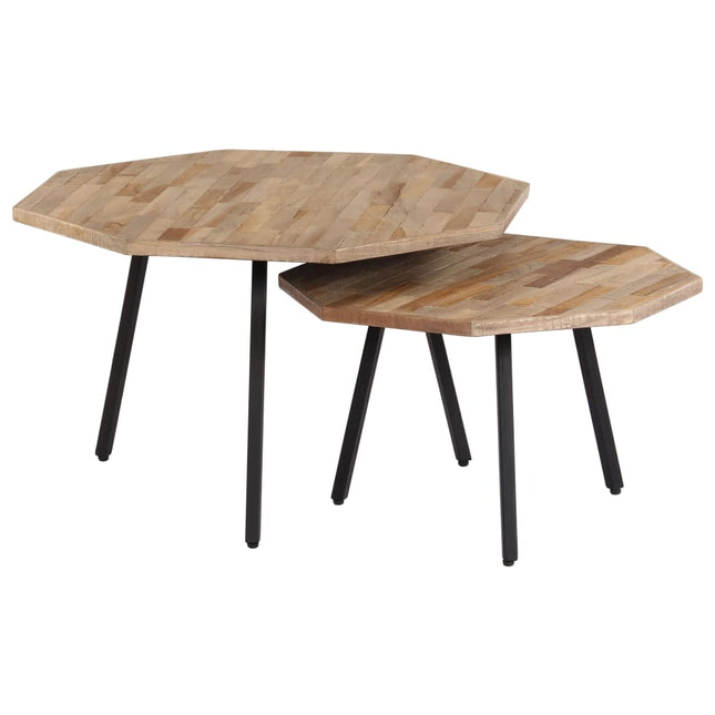 Set Tavolini da Salotto Esagonali 2 pz in Teak di Recupero