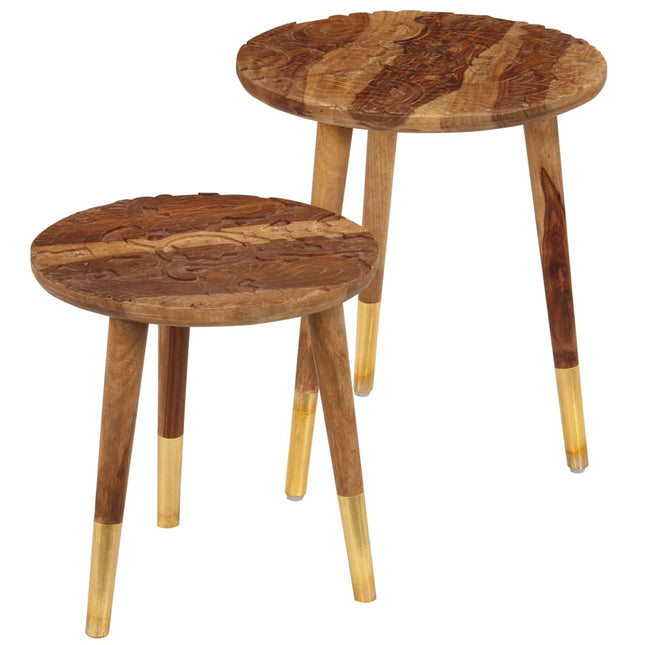 Tavolini da Salotto 2 pz in Legno Massello