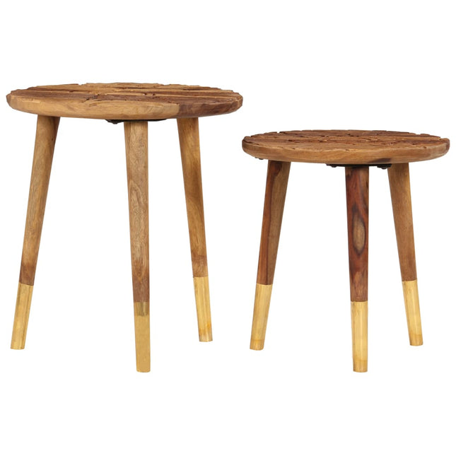 Tavolini da Salotto 2 pz in Legno Massello