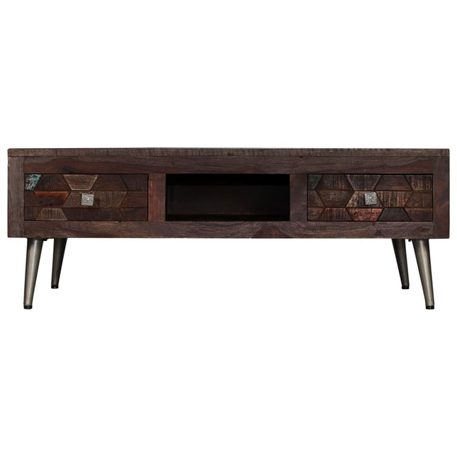Tavolino da Salotto in Legno Massello di Recupero 100x60x35 cm