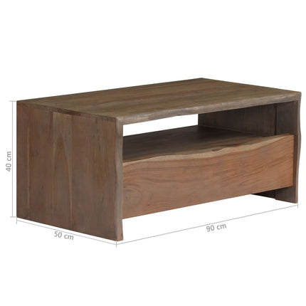 Tavolino da CaffÃ¨ in Legno Massello di Acacia 90x50x40cm Grigio