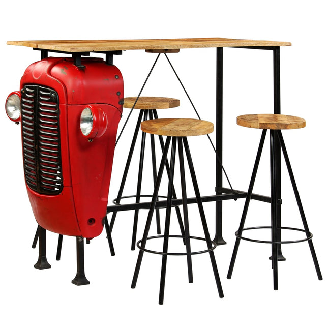 Set da Bar 5 pz in Legno Massello di Mango 120x60x107 cm