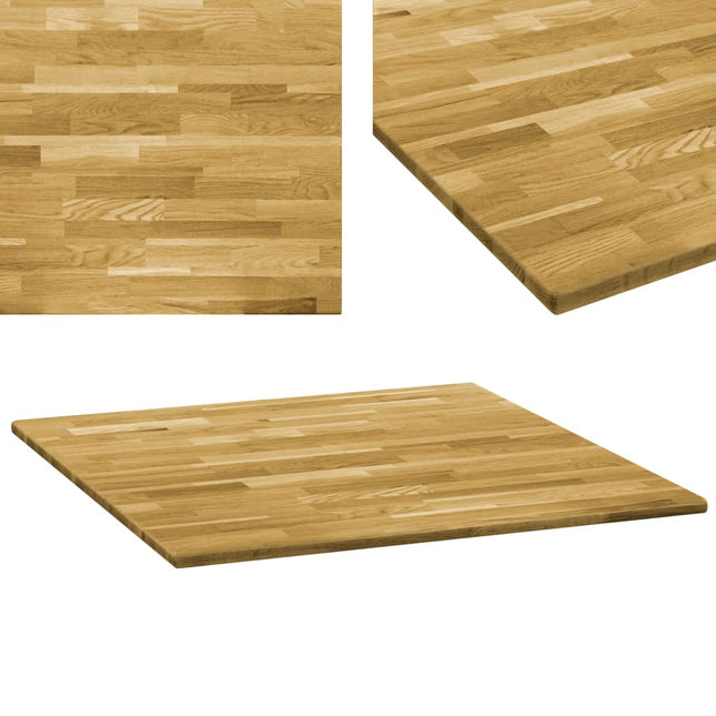 Piano del Tavolo Legno Massello di Rovere Quadrato 23mm 70x70cm