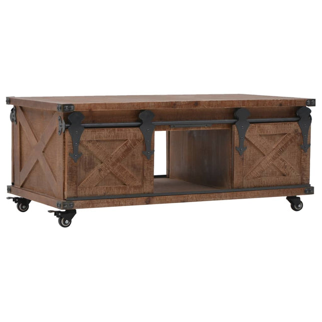 Tavolino da Salotto in Legno di Abete 91x51x38cm Marrone
