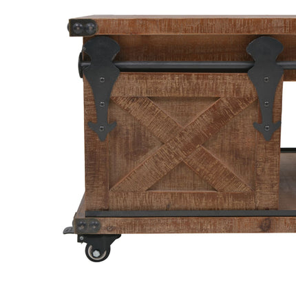 Tavolino da Salotto in Legno di Abete 91x51x38cm Marrone
