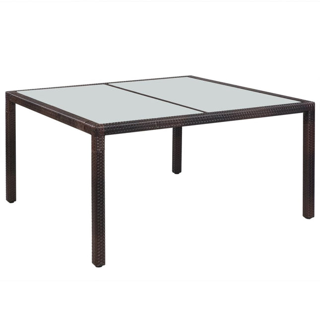 Tavolo da Giardino 150x90x75 cm Marrone in Polyrattan e Vetro
