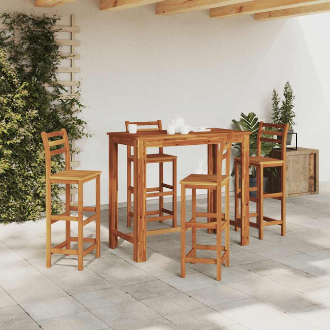 Tavolo da Bar in Legno Massello di Acacia 120x60x105 cm