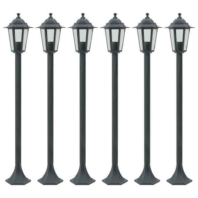 Lampioni da Giardino 6pz E27 110 cm Alluminio Verde Scuro