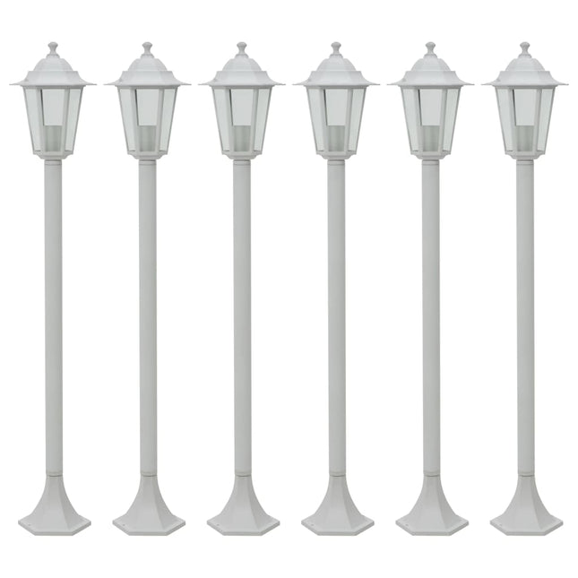 Lampioni da Giardino 6 pz E27 110 cm in Alluminio Bianco