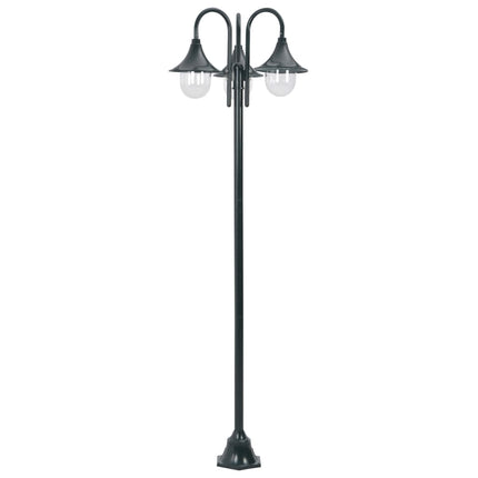 Lampione da Giardino E27 220 cm Alluminio 3 Lampade Verde Scuro
