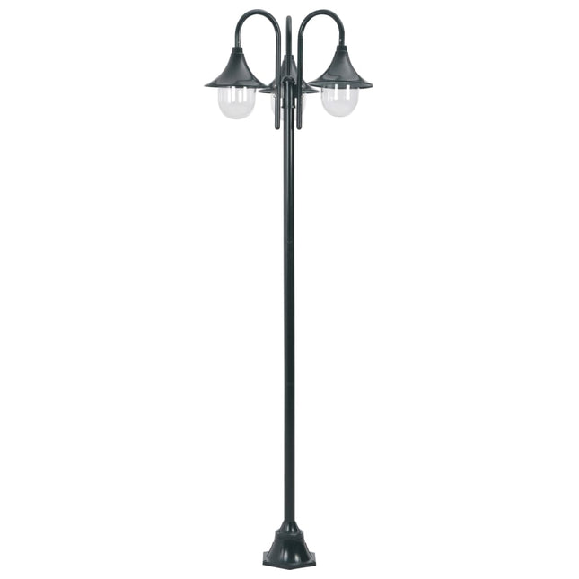 Lampione da Giardino E27 220 cm Alluminio 3 Lampade Verde Scuro